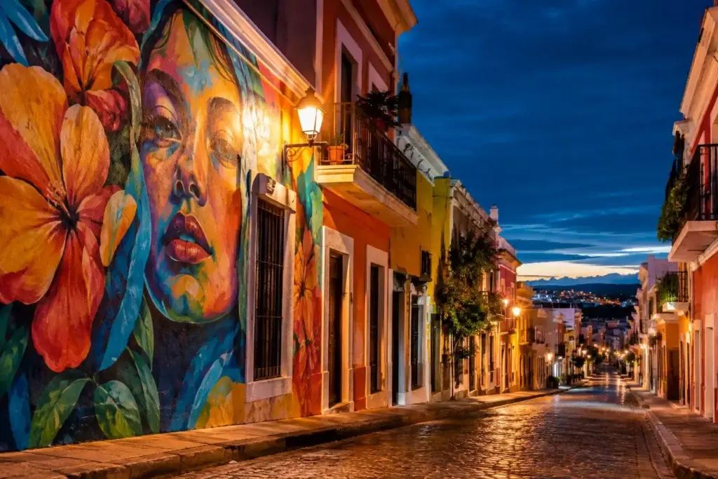 Calle Cerra and San Juan Street Art After Dark